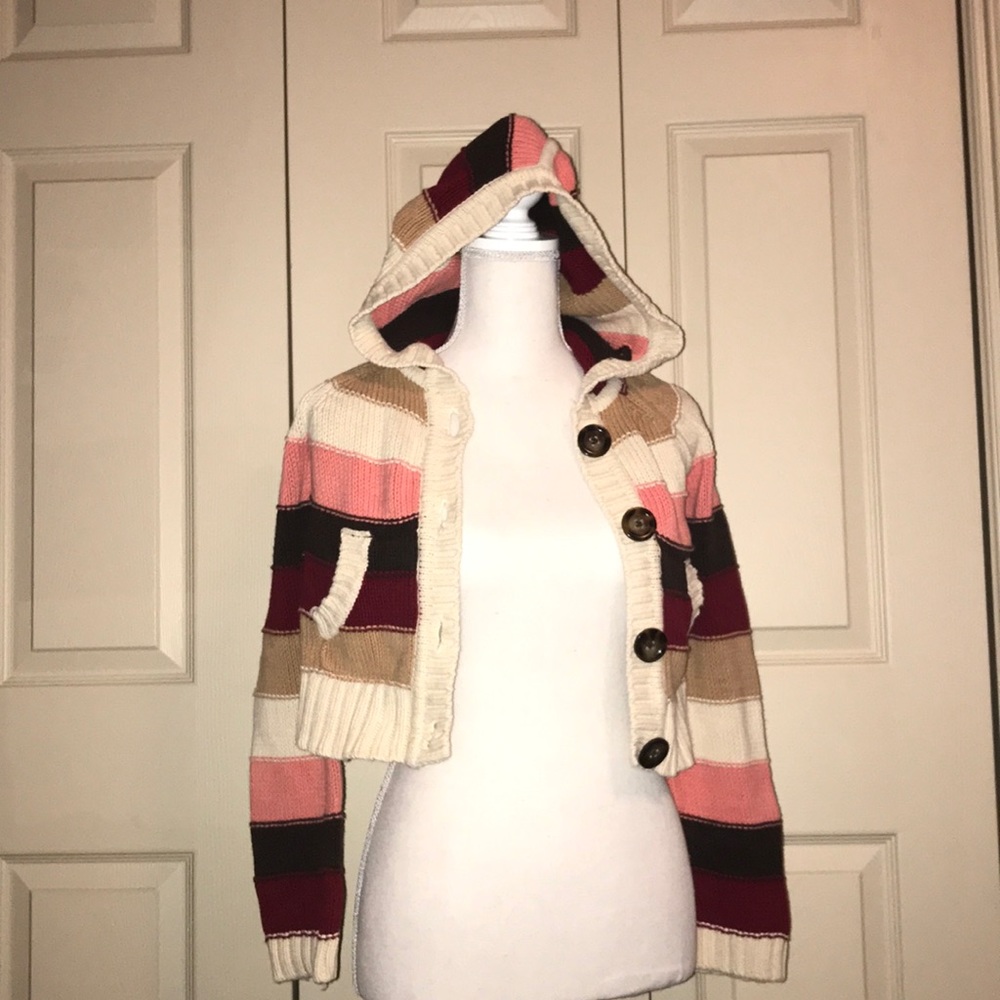 Gap kids pink white and red sweater